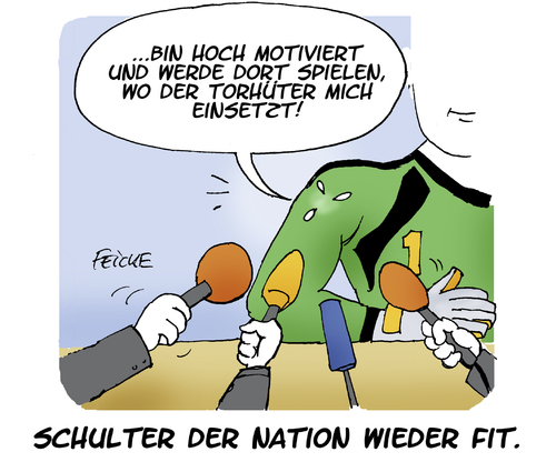 Cartoon: Schulter der Nation im Interview (medium) by FEICKE tagged fussball,wm,weltmeisterschaft,manuel,neuer,verletzung,feicke,schulter,training,fit,deutschland,spiel,gesund,medien,interview,fussball,wm,weltmeisterschaft,manuel,neuer,verletzung,feicke,schulter,training,fit,deutschland,spiel,gesund,medien,interview