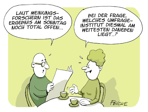 Cartoon: Spannende Sonntagsfrage (medium) by FEICKE tagged bundestag,wahl,kanzler,cdu,spd,politik,umfrage,meinung,forscher,bundestag,wahl,kanzler,cdu,spd,politik,umfrage,meinung,forscher