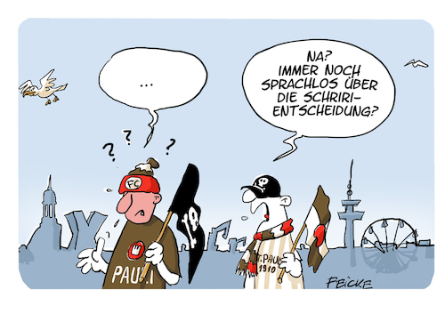 Cartoon: sprachlos FC (medium) by FEICKE tagged fc,sankt,st,pauli,fussball,fußball,rücknrunde,bundesliga,bremen,hsv,hamburg,sportverein,rivalität,derby,fc,sankt,st,pauli,fussball,fußball,rücknrunde,bundesliga,bremen,hsv,hamburg,sportverein,rivalität,derby