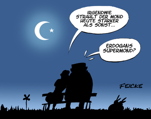 Cartoon: SÜPERMÖND (medium) by FEICKE tagged türkei,wahl,erdogan,präsident,wahlen,sieger,mond,strahlen,supermond,türkei,wahl,erdogan,präsident,wahlen,sieger,mond,strahlen,supermond