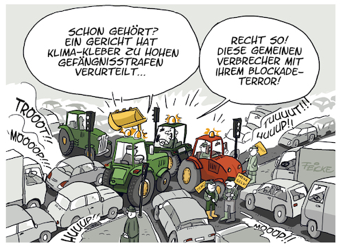 Cartoon: Traktor Blockade (medium) by FEICKE tagged bauer,landwirt,letzte,geenration,umwelt,klima,gericht,traktor,protest,demonstration,politik,regierung,subvention,kürzung,bauer,landwirt,letzte,geenration,umwelt,klima,gericht,traktor,protest,demonstration,politik,regierung,subvention,kürzung