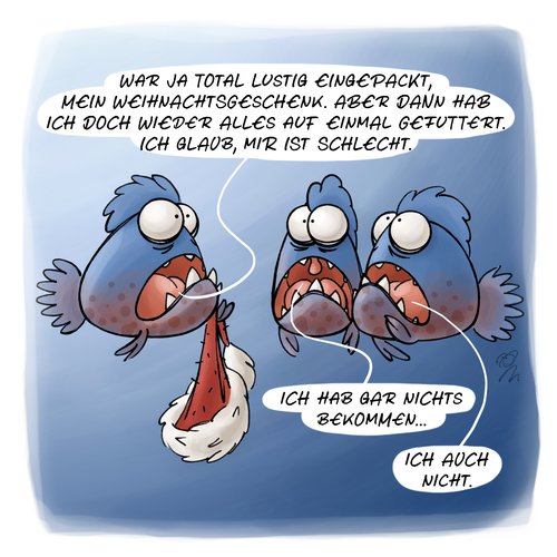 Cartoon: LACHHAFT Cartoon No. 129 (medium) by LACHHAFT tagged cartoon,comic,essen,geschenk,auspacken,lachhaft,leer,ausgegangen,michael,mantel,piranhas,schlecht,weihnachten,weihnachtsmann,witze,cartoon,comic,essen,geschenk,auspacken,lachhaft,leer,ausgegangen,michael,mantel,piranhas,schlecht,weihnachten,weihnachtsmann,witze,fische,nikolaus