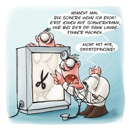 Cartoon: LACHHAFT Cartoon No. 134 (medium) by LACHHAFT tagged cartoon,comic,lachhaft,michael,mantel,op,operation,pfusch,röntgenbild,schere,schwerkrank,witze,ärzte,cartoon,comic,lachhaft,michael,mantel,op,operation,pfusch,röntgenbild,schere,schwerkrank,witze,ärzte,arzt,beschwerde