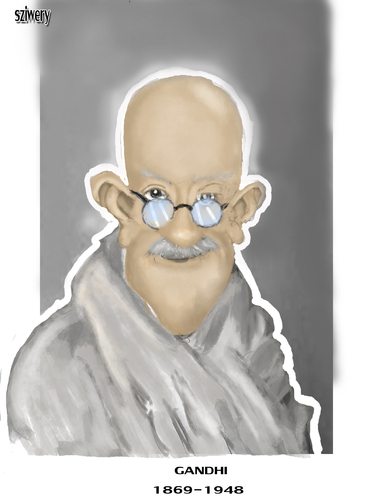 Cartoon: gandhi (medium) by sziwery tagged gandhi