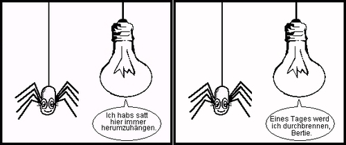 Cartoon: Das Leben am seidenen Faden (medium) by petronas tagged alltag,visionen,seidenfaden,spinne,bertie