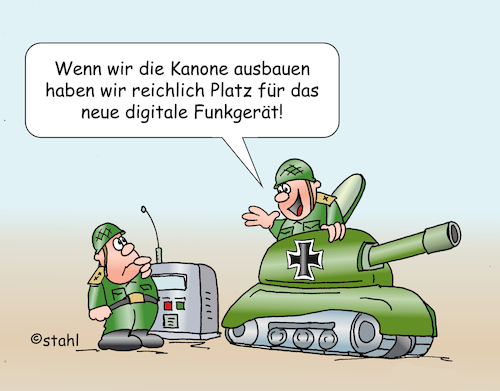 Cartoon: Bundeswehr Digitalfunk (medium) by wista tagged bundeswehr,beschaffung,beschaffungsamt,mangel,mängel,digitalfunk,digital,digitale,funkgeräte,versäumnisse,panne,unfähigkeit,problem,einbau,missmanagement,fahrzeuge,panzer,milliarden,verteidigungsministerium,pistorius,heer,bundeswehr,beschaffung,beschaffungsamt,mangel,mängel,digitalfunk,digital,digitale,funkgeräte,versäumnisse,panne,unfähigkeit,problem,einbau,missmanagement,fahrzeuge,panzer,milliarden,verteidigungsministerium,pistorius,heer