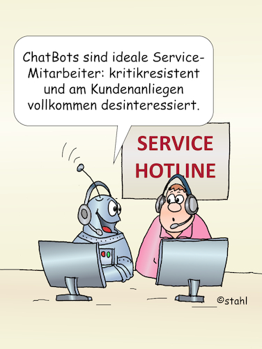 Cartoon: Chatbot-Kundenservice (medium) by wista tagged chatbot,service,kundenservice,hotline,beschwerde,anliegen,warteschleife,robot,automat,automatisch,computer,betreuung,kundenbetreuung,chatbot,service,kundenservice,hotline,beschwerde,anliegen,warteschleife,robot,automat,automatisch,computer,betreuung,kundenbetreuung