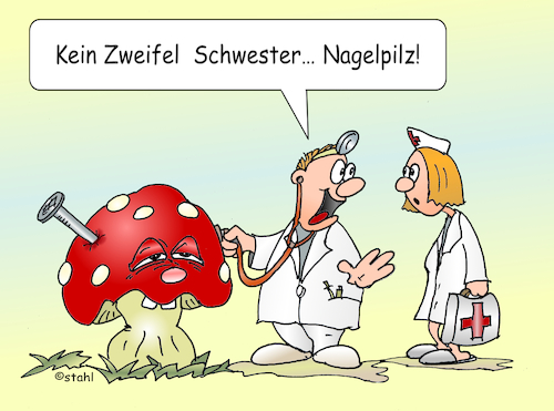 Cartoon: Nagelpilz (medium) by wista tagged medizin,pilz,nagel,nagelpilz,zehnägei,fussnägel,infektion,pilzinfektion,krankheit,erkrankung,dermatologie,therapie,pilzerkrankungen,fungus,fungi,onychomycose,mycose,behandlung,arzt,ärzte,krankenhaus,krank,antimycotika,fuss,hand,haut