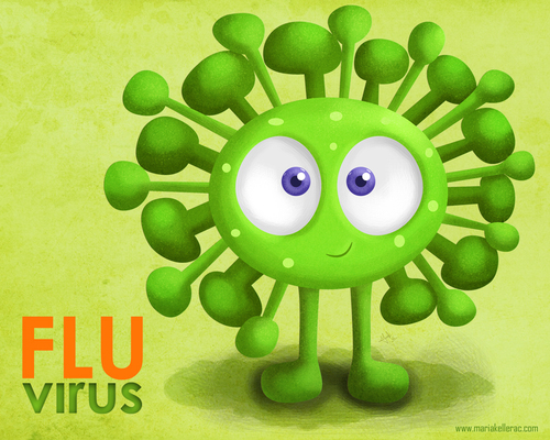 flu bug cartoon