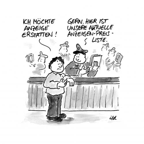 Cartoon: Anzeige erstatten (medium) by achecht tagged anzeige,polizei,kosten,anzeigenpreisliste,gebühr,anzeige,polizei,kosten,anzeigenpreisliste,gebühr,preisliste,wirtschaft,umsonst,teuer,geld,markt,verbrechen