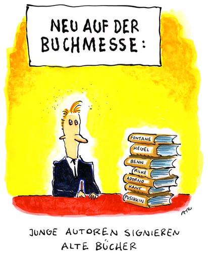 Cartoon: buchmesse (medium) by ari tagged autogramm,unterschrift,philosoph,text,alt,jung,schriftsteller,signierstunde,dichter,bestseller,signieren,autor,buchmesse,buch,literatur,buchhandel,literat,ebook,kindle,reader