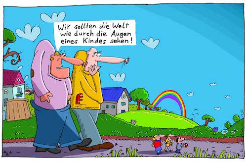 Cartoon: Nachdenklichkeit (medium) by Leichnam tagged nachdenklichkeit,welt,kinder,augen,leichnam,leichnamcartoon