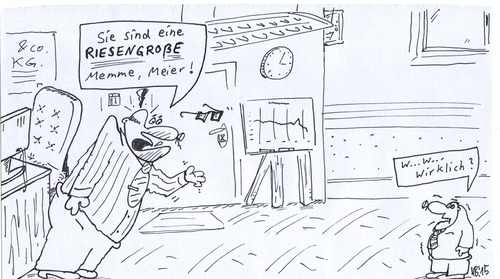 Cartoon: Vorgesetzter (medium) by Leichnam tagged vorgesetzter,boss,chef,unmenschlich,riesengroße,memme,firmenpolitik,untergebener,pampel,für,alles,büro