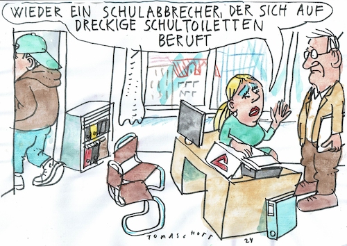 Cartoon: Abbrecher (medium) by Jan Tomaschoff tagged schulabbrecher,bildung,schulen,geldmangel,schulabbrecher,bildung,schulen,geldmangel