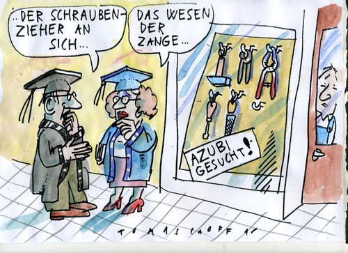 Cartoon: Akademiker (medium) by Jan Tomaschoff tagged bildung,ausbildung,fachkräfte,handwerk,bildung,ausbildung,fachkräfte,handwerk