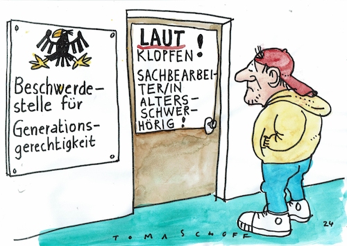 Cartoon: Alter (medium) by Jan Tomaschoff tagged generationengerechtigkeit,jugend,alter,generationengerechtigkeit,jugend,alter