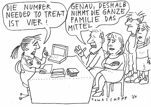 Cartoon: Behandlungserfolg (medium) by Jan Tomaschoff tagged medizin,medikamente,wirksamkeit,number,needed,to,treat,medizin,medikamente,wirksamkeit,number,needed,to,treat