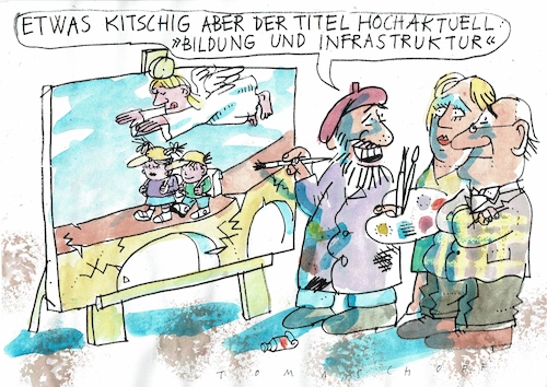 Cartoon: Bildung und Infrastruktur (medium) by Jan Tomaschoff tagged bildung,kinder,infrastruktur,marode,brücken,bildung,kinder,infrastruktur,marode,brücken