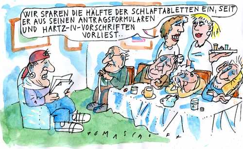 Cartoon: Bürokratie (medium) by Jan Tomaschoff tagged bürokratie,hartz4,antrag,beantragung,schlafmittel,bürokratie,hartz4,antrag,beantragung,schlafmittel,arbeit,job,karriere,beruf,jobsuche,generationen,alter,opa,oma,jugend,jugendliche,beschäftigung,anstellung,schlafen