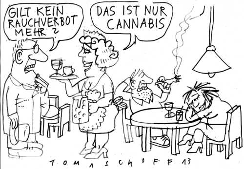 Cartoon: Cannabis für alle (medium) by Jan Tomaschoff tagged cannabis,drogen,rauchverbot,cannabis,drogen,rauchverbot