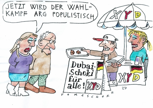 Cartoon: Dubaischokolade (medium) by Jan Tomaschoff tagged wahlen,mode,schokolade,wahlen,mode,schokolade