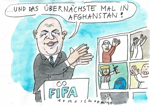 Cartoon: FIFA (medium) by Jan Tomaschoff tagged fifa,fussball,infantino,wm,saudiarabien,fifa,fussball,infantino,wm,saudiarabien