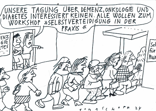 Cartoon: Fortbildung (medium) by Jan Tomaschoff tagged gesundheitswesen,gewalt,arzt,fortbildung,gesundheitswesen,gewalt,arzt,fortbildung