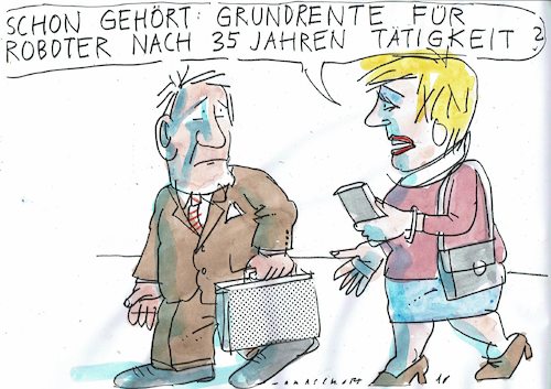 Cartoon: Grundrente (medium) by Jan Tomaschoff tagged automatisierung,roboiter,industrielle,revolution,automatisierung,roboiter,industrielle,revolution