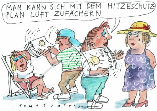 Cartoon: Hitzeschutz (medium) by Jan Tomaschoff tagged hitze,schutz,bürokratie,hitze,schutz,bürokratie