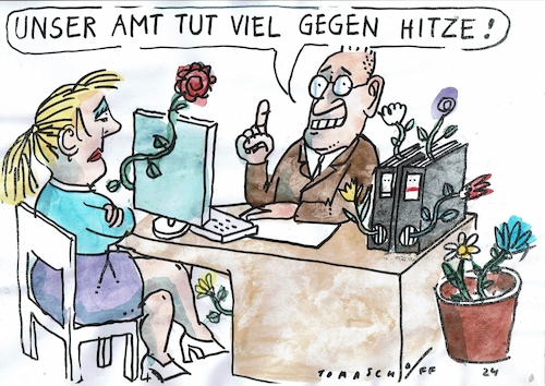 Cartoon: Hitzeschutz (medium) by Jan Tomaschoff tagged hitze,amt,hitze,amt