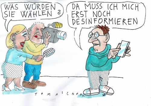 Cartoon: Info (medium) by Jan Tomaschoff tagged wahlkampf,soziale,medien,fake,news,desinformation,fakten,wahlkampf,soziale,medien,fake,news,desinformation,fakten