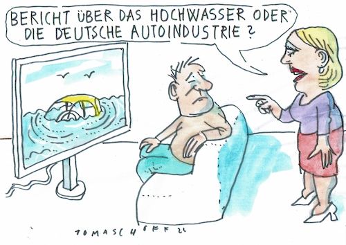 Cartoon: Katastrophen (medium) by Jan Tomaschoff tagged hochwasse,klima,auto,krise,hochwasse,klima,auto,krise