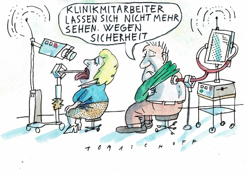 Cartoon: Kliniksicherheit (medium) by Jan Tomaschoff tagged gesundheit,krankenhaus,sicherheit,gewalt,gesundheit,krankenhaus,sicherheit,gewalt