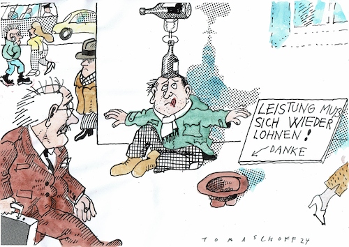 Cartoon: Leistung (medium) by Jan Tomaschoff tagged leistung,soziales,wirtschaft,leistung,soziales,wirtschaft