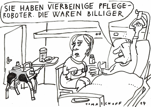 Cartoon: Pflege (medium) by Jan Tomaschoff tagged krankenhazs,pflege,roboter,krankenhazs,pflege,roboter