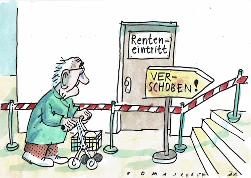 Cartoon: Renteneintritt (medium) by Jan Tomaschoff tagged rente,eintritt,dempgrafie,rente,eintritt,dempgrafie