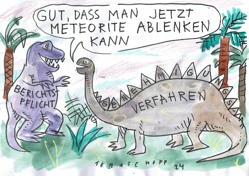 Cartoon: Saurier (medium) by Jan Tomaschoff tagged bürokratie,genehmigungscerfahren,bürokratie,genehmigungscerfahren