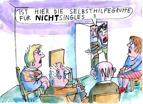 Cartoon: Selbsthilfe (medium) by Jan Tomaschoff tagged single,alleinerziehende,ehe,verheiratet,zusammenlebend,beziehung,single,alleinerziehende,ehe,verheiratet,zusammenlebend,beziehung,liebe