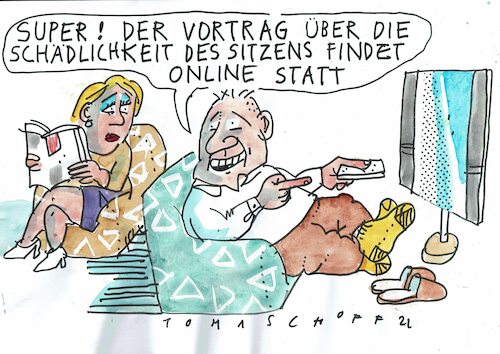 Cartoon: Sitzen (medium) by Jan Tomaschoff tagged gesundheit,bewegung,trägheit,gesundheit,bewegung,trägheit