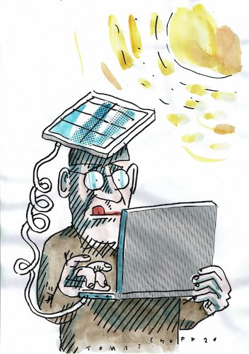 Cartoon: Sonne (medium) by Jan Tomaschoff tagged sonne,energie,strom,digitalisierung,sonne,energie,strom,digitalisierung