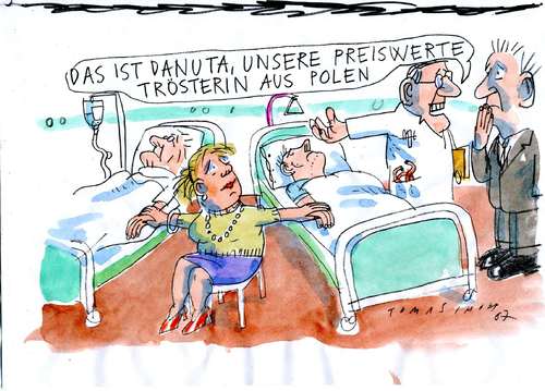 Cartoon: tröster (medium) by Jan Tomaschoff tagged arbeitskraft,arbeit,trösten,tröster,gesundheit,krankenkasse,arbeitskraft,arbeit,trösten,tröster,gesundheit,krankenkasse,job,kassenpatient,gebühren