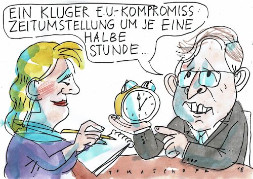 Cartoon: Zeitumstellung (medium) by Jan Tomaschoff tagged eu,sommerzeit,winterzeit,eu,sommerzeit,winterzeit