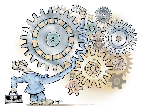 Cartoon: Capital investment (medium) by Damien Glez tagged capital,investment,finance,money,economy,capital,investment,finance,money,economy