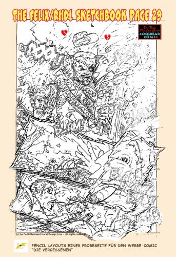 Cartoon: Pencils for a comicpage (medium) by FeliXfromAC tagged felix,alias,reinhard,horst,aachen,design,line,comic,cartoon,illustration,action,pencils,layout,comicbook,die,vergessenen,sketchbook