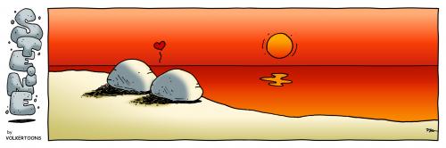 Cartoon: Sonnenuntergang (medium) by volkertoons tagged volkertoons,cartoon,humor,romantik,romance,steine,stones,sonnenuntergang,meer,liebe,love,comic,steine,stein,natur,umwelt,liebe,partnerschaft,beziehung,flirt,urlaub,sonnenuntergang,romantik