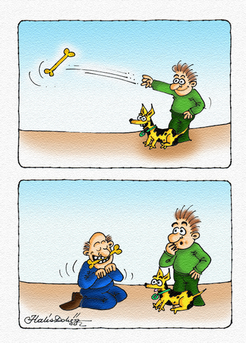 Cartoon: Dog and Man (medium) by halisdokgoz tagged dog,and,man