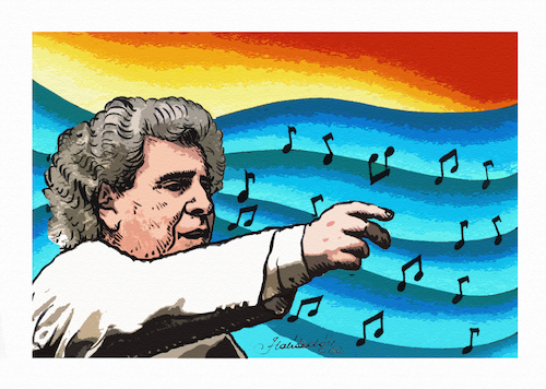 Cartoon: MIKIS THEODORAKIS (medium) by halisdokgoz tagged mikis,theodorakis