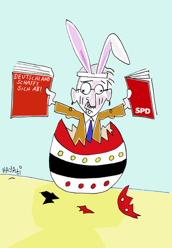 Cartoon: Frohe Ostern ! (medium) by Hayati tagged demokratie,boyacioglu,hayati,berlin,germany,deutschland,almanya,sosyal,demokrat,sozial,partei,mitgliedschaft,spd,thilo,sarrazin,sarazin,sarazin,thilo sarrazin,thilo,sarrazin