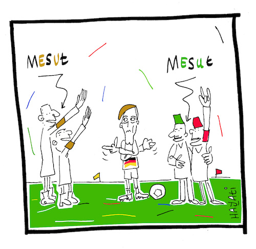 Cartoon: Mesut Özil wehrt sich (medium) by Hayati tagged mesut,oezil,dfb,wm,futbol,fussball,football,sport,rassismus,racism,irkcilik,cartoon,turkey,germany,afd,hayati,boyacioglu,karikatur,mesut,oezil,dfb,wm,futbol,fussball,football,sport,rassismus,racism,irkcilik,cartoon,turkey,germany,afd,hayati,boyacioglu,karikatur