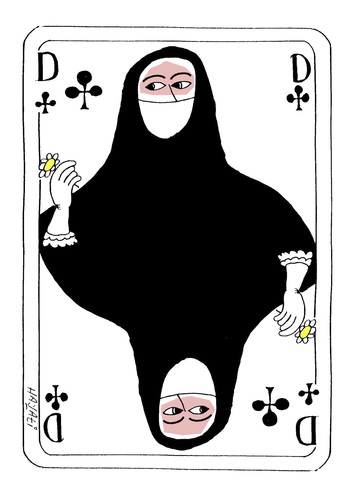 Cartoon: Playgirl (medium) by Hayati tagged playgirl,basoertusu,kopftuch,burka,integration,entegrasyon,uyum,uyumsuzluk,migration,zuwanderung,deutschland,german,tuerkei,islam,problem,einwanderung,berlin,hayati,boyacioglu,kartenspiel,dame,integration,burka,kopftuch,zuwanderung,deutschland,migration